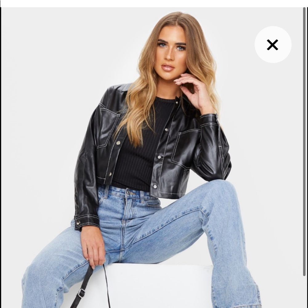 PrettyLittleThing Faux Leather cropped jacket